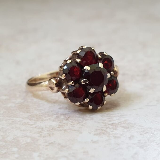 Reserved – Garnet Cluster Ring in 9ct Gold