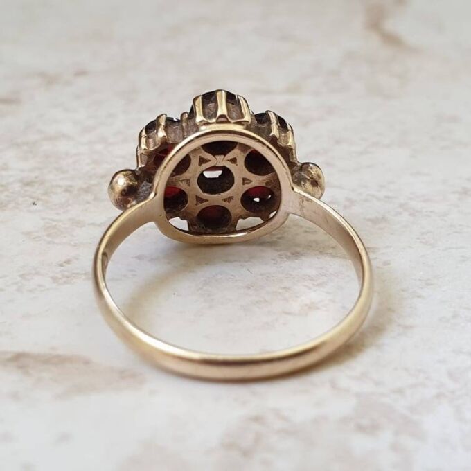 Reserved – Garnet Cluster Ring in 9ct Gold