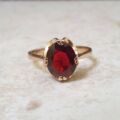 Garnet Solitaire Ring in 9ct Gold