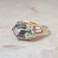 East West Blue Topaz Solitaire Ring in 9ct Gold
