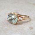 East West Blue Topaz Solitaire Ring in 9ct Gold
