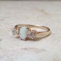 Reserved – Opal and Diamond Trilogy Ring in 9ct Gold