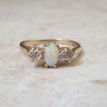 Reserved – Opal and Diamond Trilogy Ring in 9ct Gold