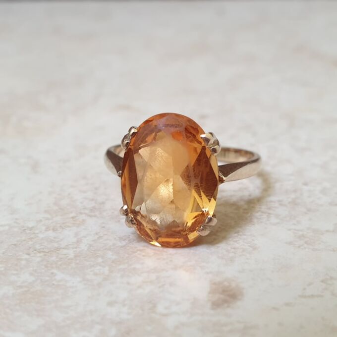 Oval Citrine Solitaire Ring in 9ct Gold