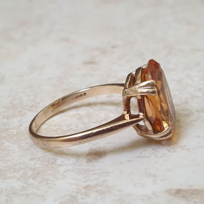 Oval Citrine Solitaire Ring in 9ct Gold