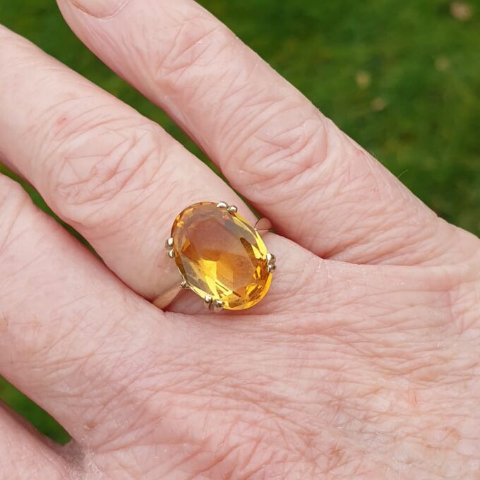 Oval Citrine Solitaire Ring in 9ct Gold