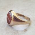 Banded Agate Signet Ring in 9ct Gold