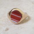 Banded Agate Signet Ring in 9ct Gold