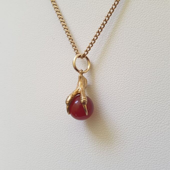 Carnelian Ball and Claw Pendant Fob in 9ct Gold