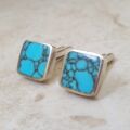 Turquoise Cuff Links in Sterling Silver by David Scott Walker