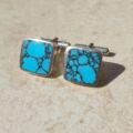 Turquoise Cuff Links in Sterling Silver by David Scott Walker