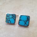 Turquoise Cuff Links in Sterling Silver by David Scott Walker
