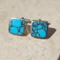 Turquoise Cuff Links in Sterling Silver by David Scott Walker