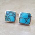 Turquoise Cuff Links in Sterling Silver by David Scott Walker