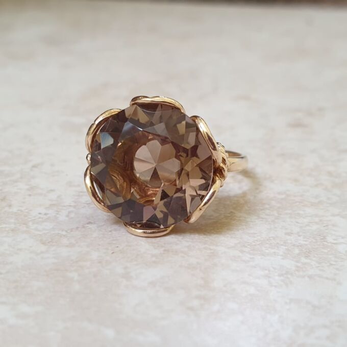 Fancy Set Quartz Solitaire Ring in 9ct Gold