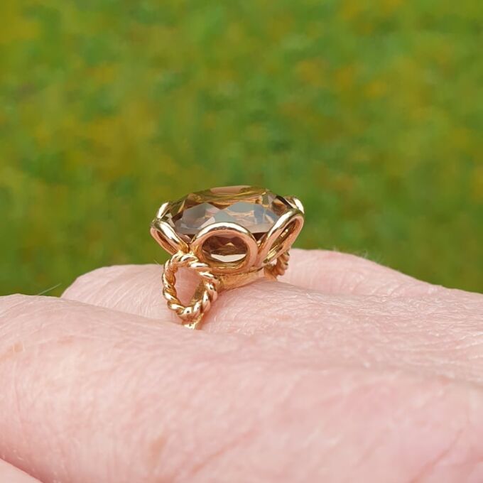 Fancy Set Quartz Solitaire Ring in 9ct Gold