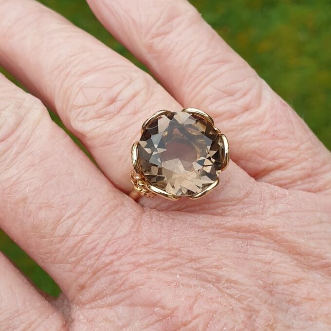 Fancy Set Quartz Solitaire Ring in 9ct Gold