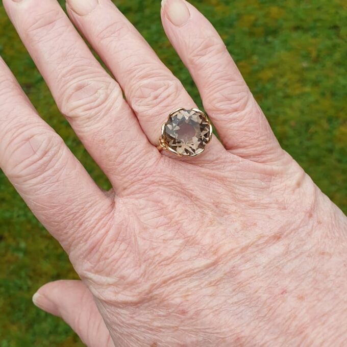 Fancy Set Quartz Solitaire Ring in 9ct Gold