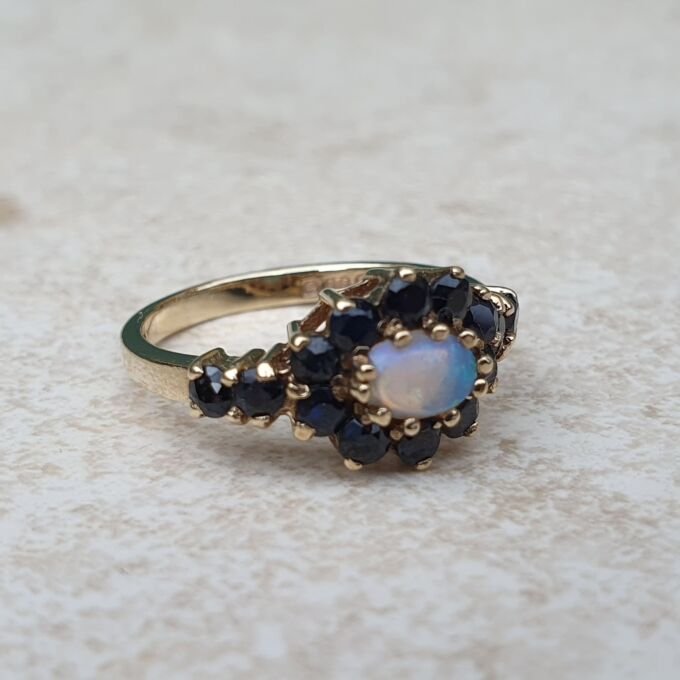 Opal and Sapphire Ring in 9ct Gold
