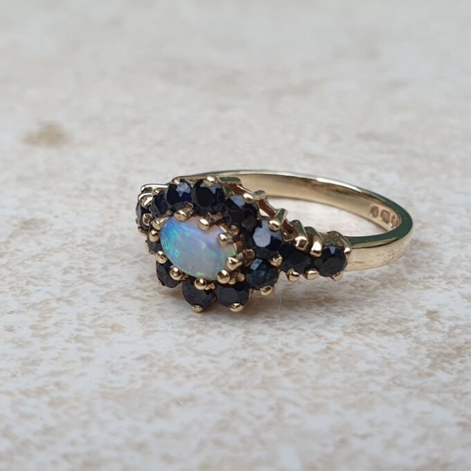 Opal and Sapphire Ring in 9ct Gold