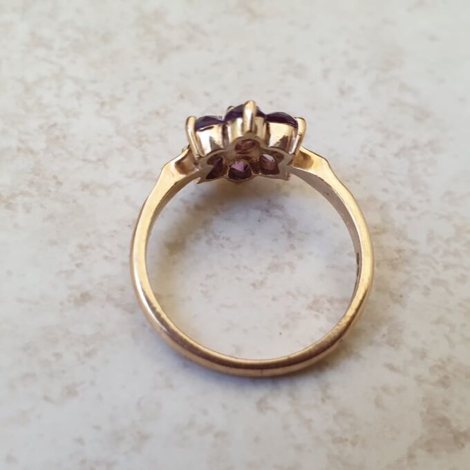 Amethyst Flower Cluster Ring in 9ct Gold