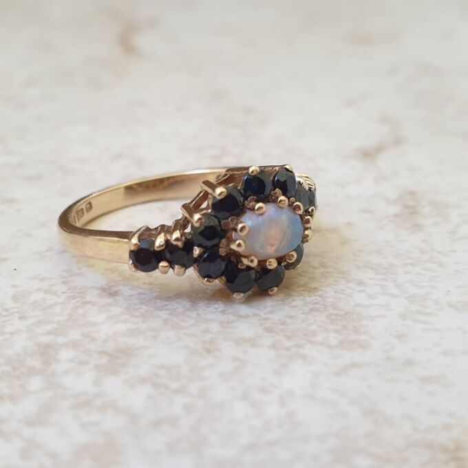 Opal and Sapphire Ring in 9ct Gold