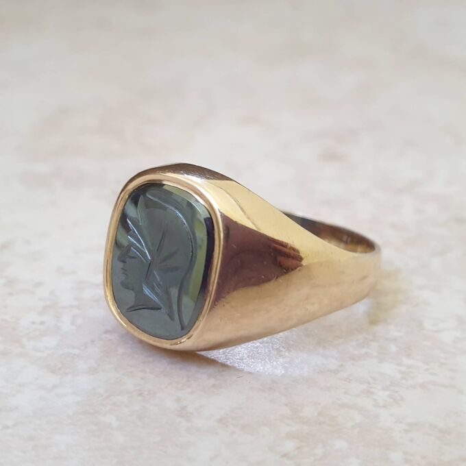 Hematite Centurion Signet Ring in 9ct Gold