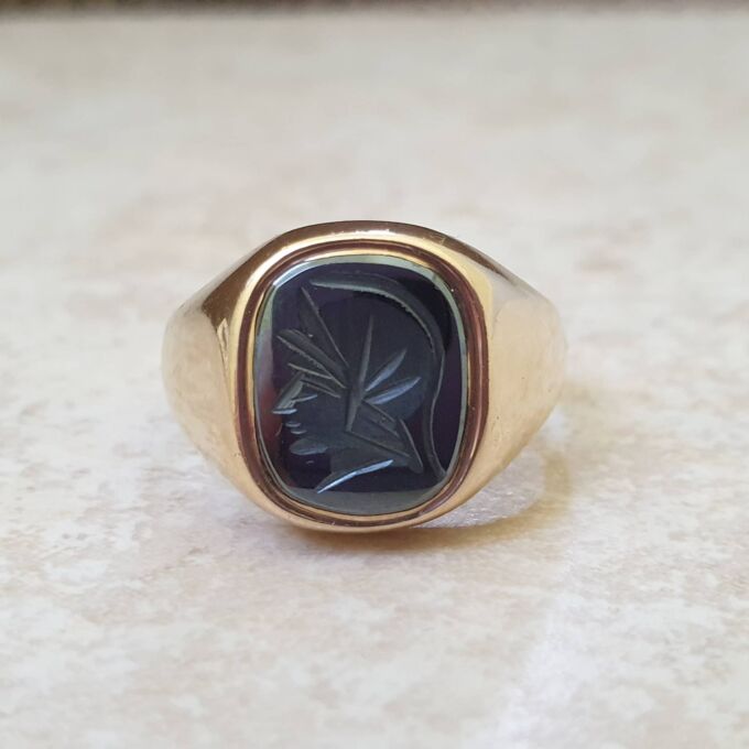 Hematite Centurion Signet Ring in 9ct Gold