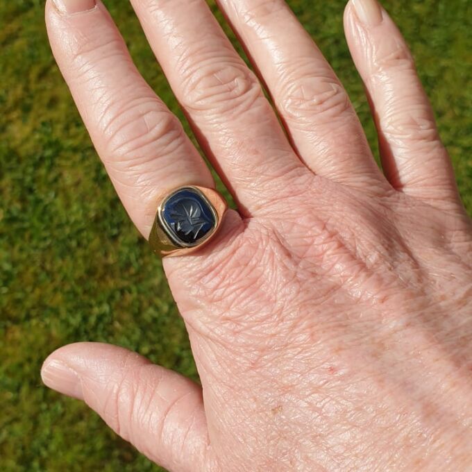Hematite Centurion Signet Ring in 9ct Gold