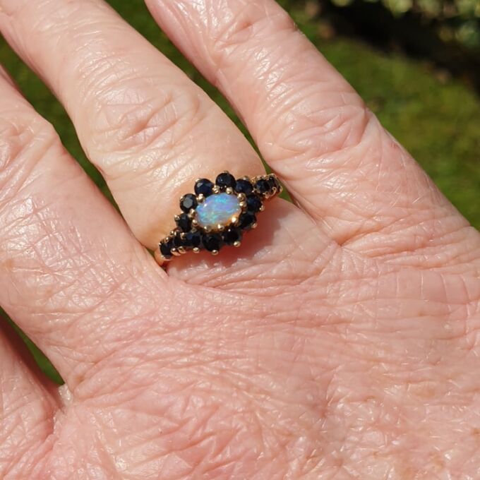 Opal and Sapphire Ring in 9ct Gold