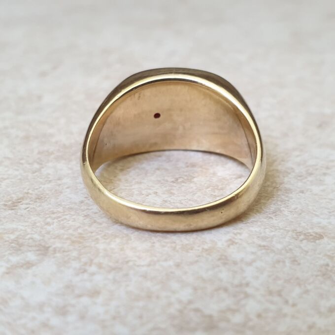 Coral and Diamond Signet Ring in 14ct Gold