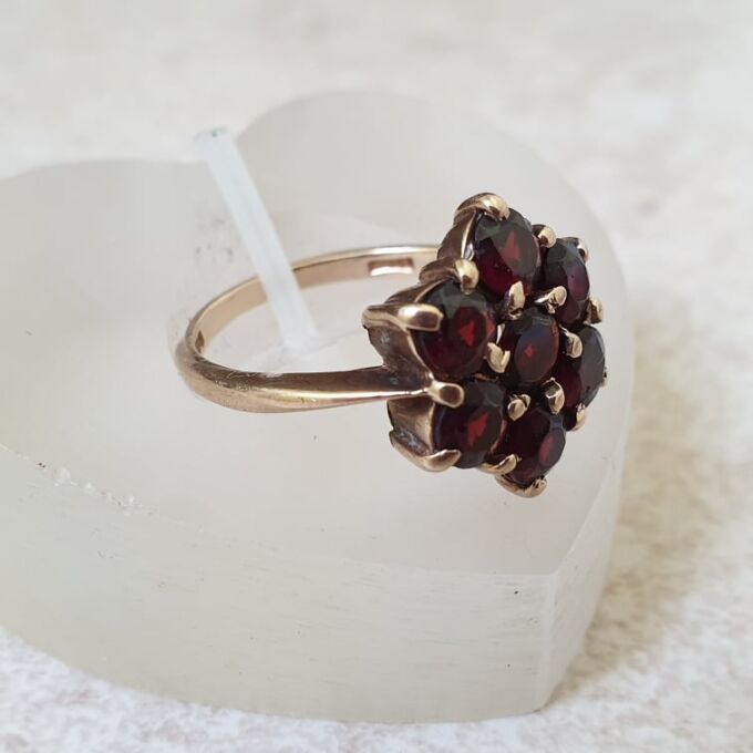 Garnet Cluster Ring in 9ct Gold