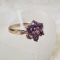 Amethyst Flower Cluster Ring in 9ct Gold
