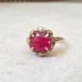 Fancy Synthetic Pink Ruby Ring in 9ct Gold