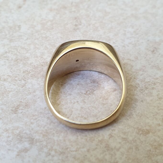 Coral and Diamond Signet Ring in 14ct Gold