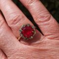 Fancy Synthetic Pink Ruby Ring in 9ct Gold