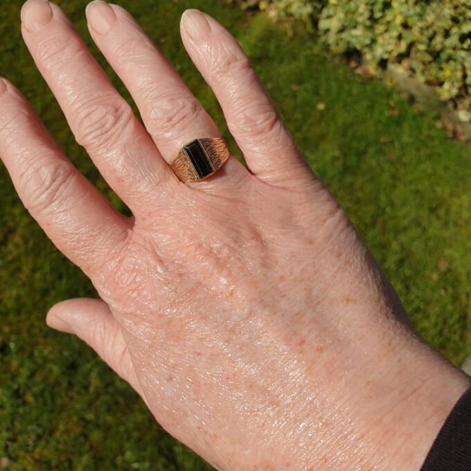 Green Tourmaline Signet Ring in 9ct Gold
