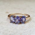 Three Stone Tanzanite Ring in 9ct Gold