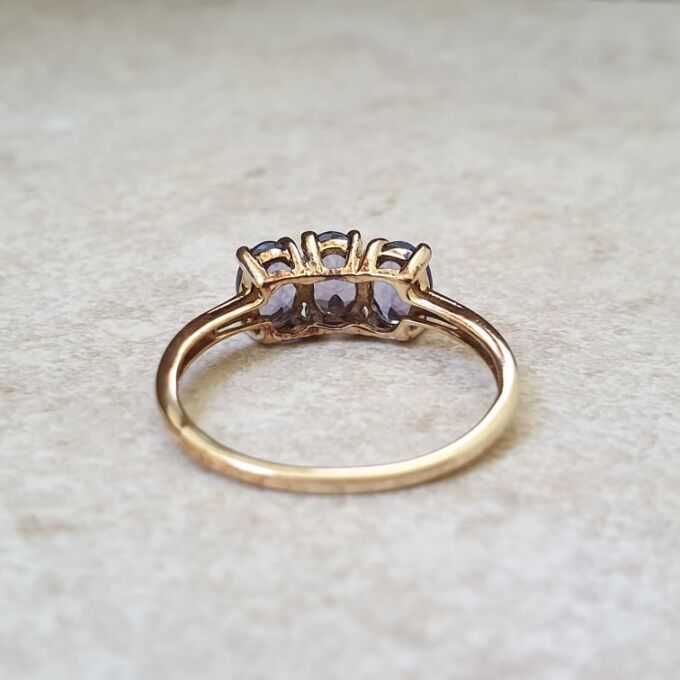 Three Stone Tanzanite Ring in 9ct Gold