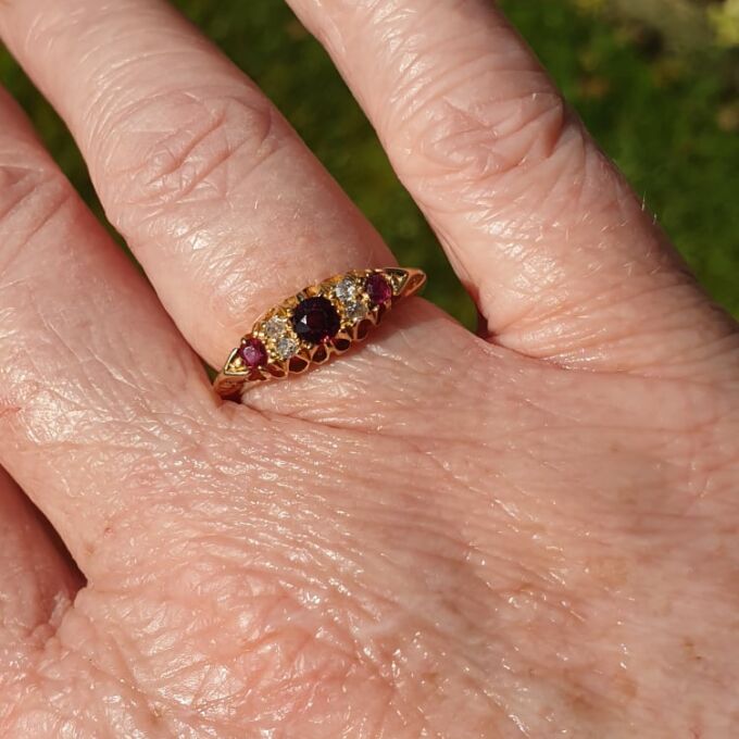 Edwardian Ruby and Diamond Ring in 18ct Gold