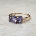 Three Stone Tanzanite Ring in 9ct Gold
