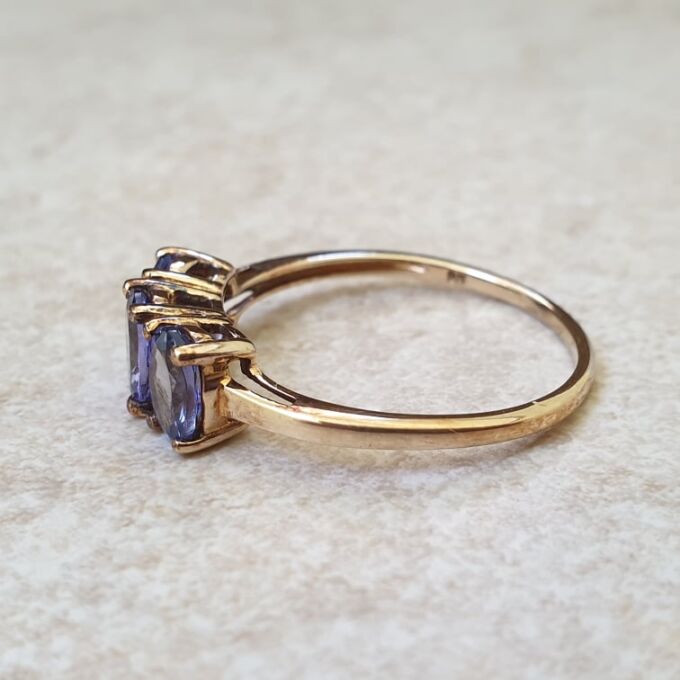 Three Stone Tanzanite Ring in 9ct Gold