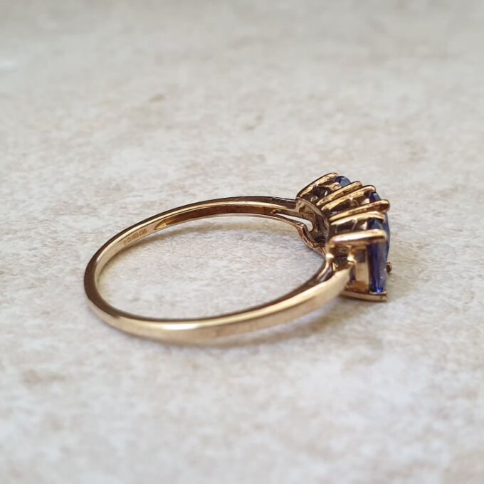 Three Stone Tanzanite Ring in 9ct Gold