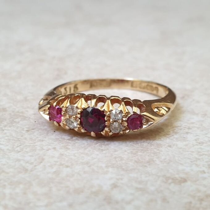 Edwardian Ruby and Diamond Ring in 18ct Gold