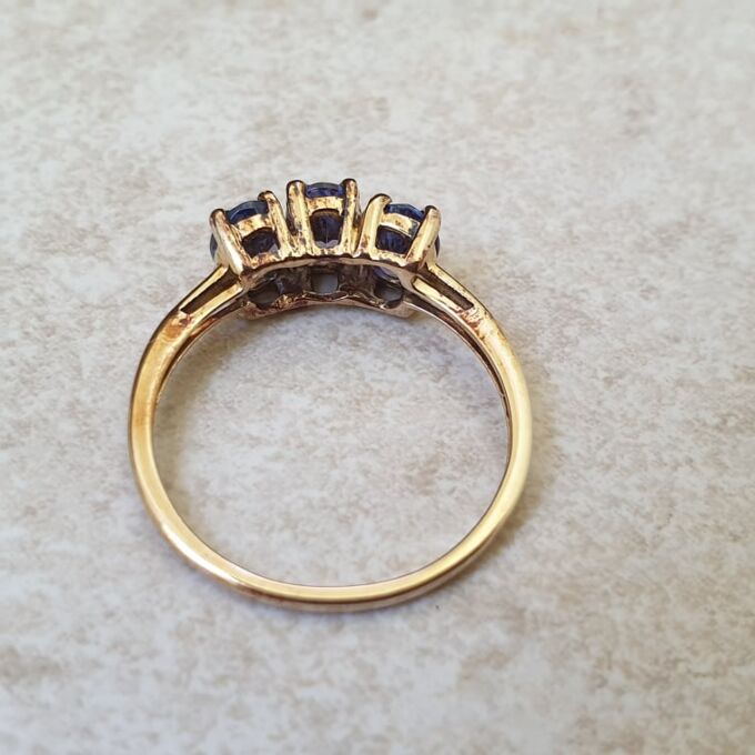 Three Stone Tanzanite Ring in 9ct Gold