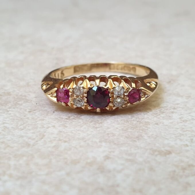 Edwardian Ruby and Diamond Ring in 18ct Gold