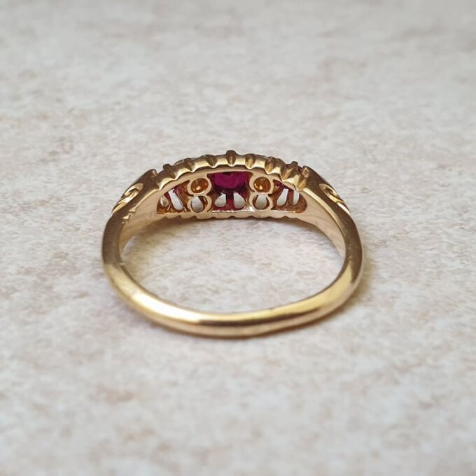 Edwardian Ruby and Diamond Ring in 18ct Gold