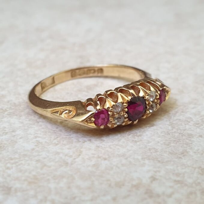 Edwardian Ruby and Diamond Ring in 18ct Gold