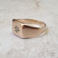Star Set Diamond Signet Ring in 9ct Gold