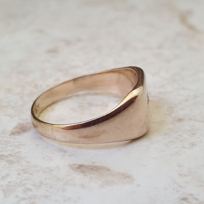 Star Set Diamond Signet Ring in 9ct Gold